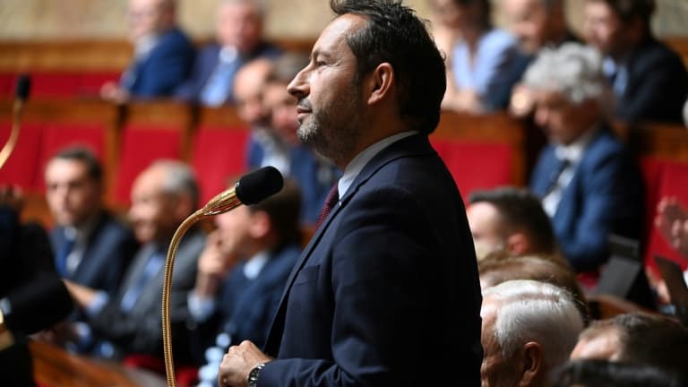 Le député RN Sébastien Chenu le 2 août 2022 à l'Assemblée nationale à Paris