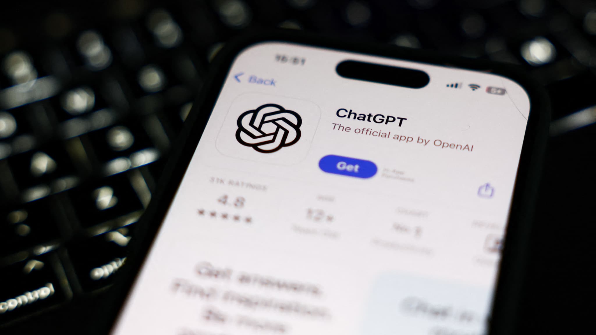 L'application ChatGPT sur l'App Store. L'application ChatGPT sur l'App Store.