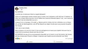 Emeline Hamon a lancé un appel à l'aide sur Facebook ce jeudi 20 février après le vol de son ordinateur.
