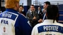 Emmanuel Macron rend visite aux judokates françaises à l'INSEP, le 23/01/2024