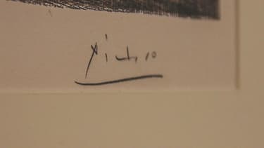 La signature de Pablo Picasso sur une de ses oeuvres.