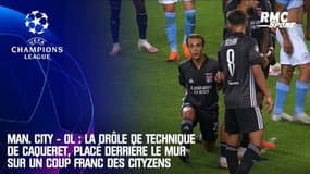 Man. City - OL : La drôle de technique de Caqueret, placé derrière le mur sur un coup franc des Cityzens