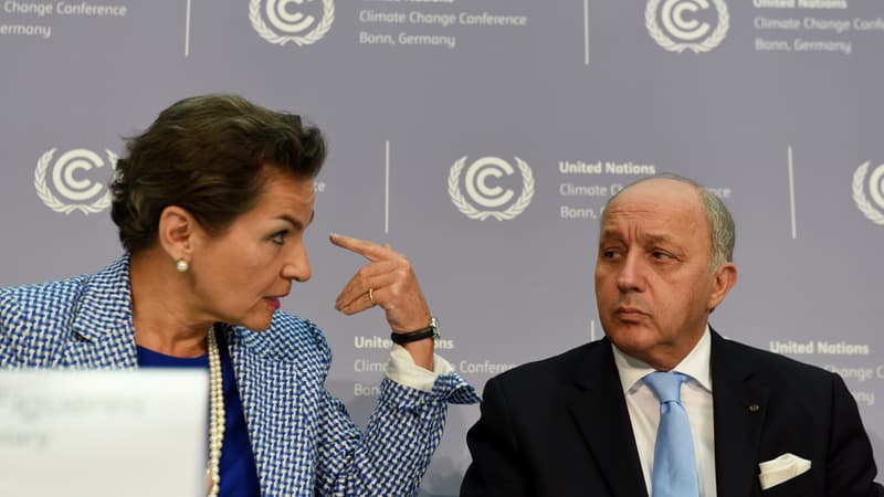 Christiana Figueres et Laurent Fabius à Bonn, le 20.10.2015