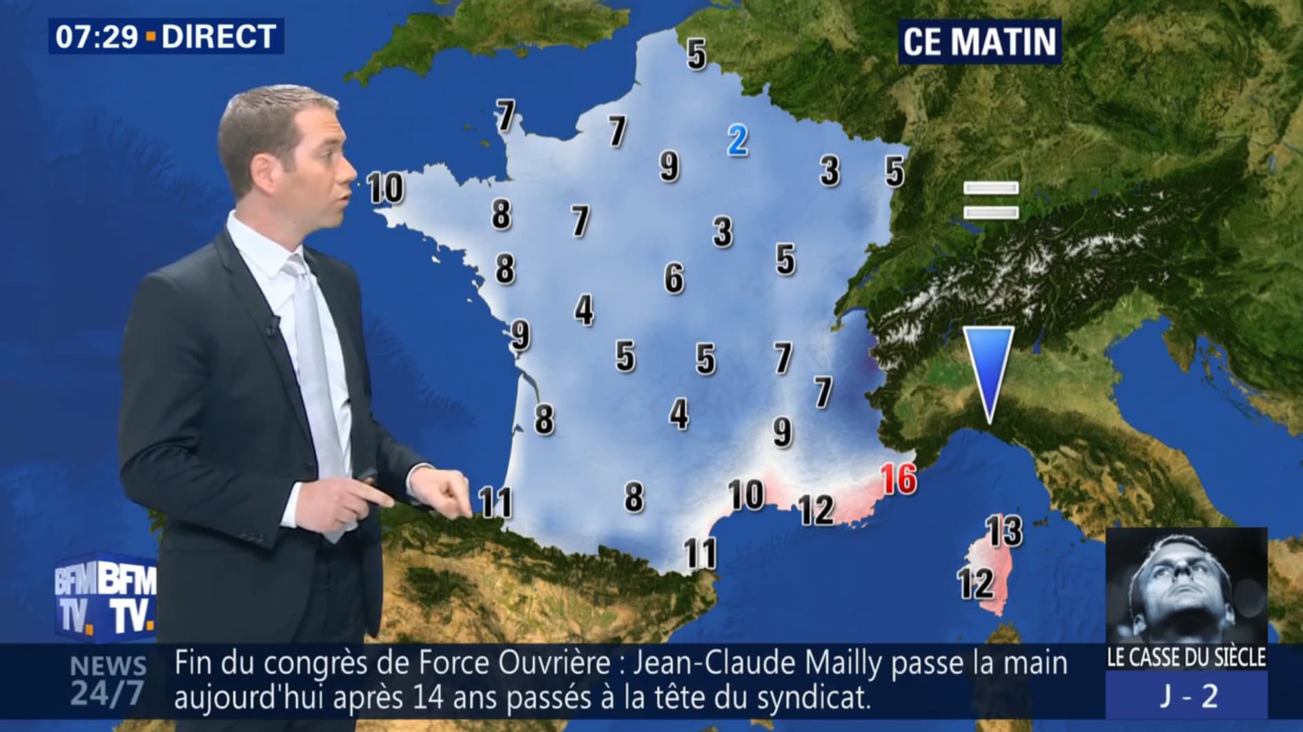 Températures pour le vendredi 27 avril 