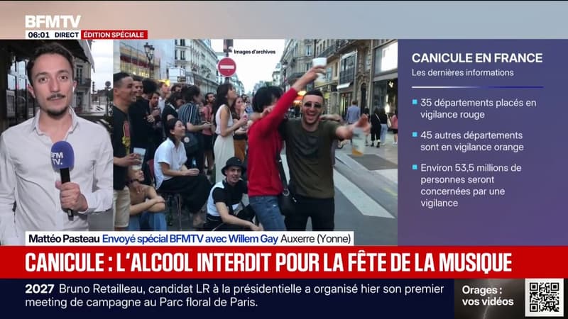 À Auxerre, dans l'Yonne, comme dans 35 départements placés en vigilance rouge canicule, il sera totalement interdit de consommer de l'alcool sur la voie publique