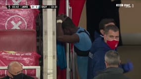 Ousseynou Ba lors du match Arsenal-Olympiacos, à Londres le 18 mars 2021