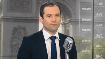 Benoît Hamon sur le plateau de BFMTV-RMC, le 12 mai 2014