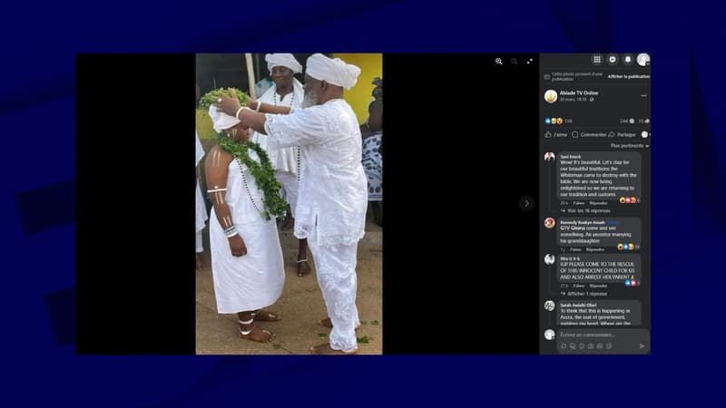 Photo du mariage qui s'est déroulé le samedi 20 mars au Ghana entre un prêtre et une fille âgée de 12 ans. 