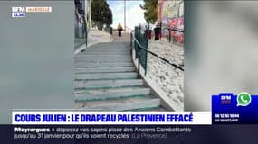 Marseille: un grand drapeau palestinien peint sur les escalier du Cours Julien a été effacé