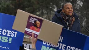 Christian Taubira, lors de l'annonce de sa candidature à la présidentielle samedi 15 janvier 2022