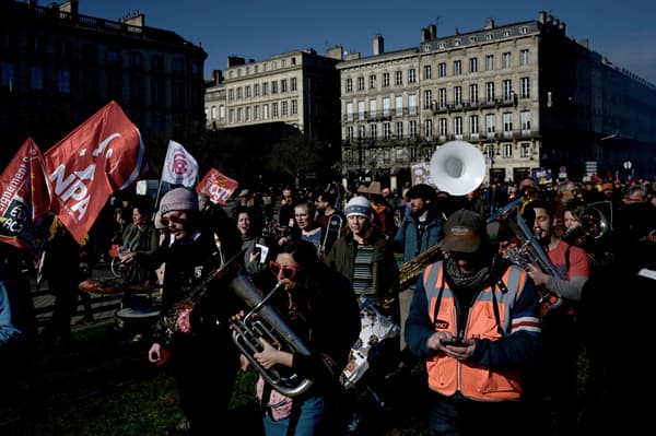 La manifestation contre les retraites le 31 janvier à Bordeaux (Gironde).