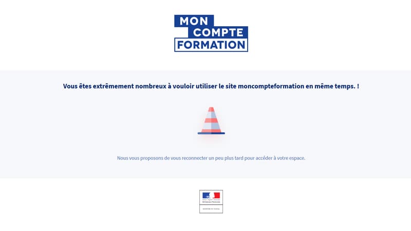 L'espace personnel de formation est inaccessible.