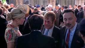 Mariage princier : arrivée d'Elton John à la chapelle St-Georges à Windsor