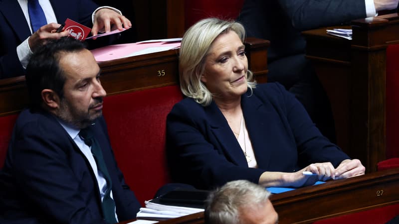 Sébastien Chenu et Marine Le Pen à l'Assemblée nationale le 30 janvier 2024 