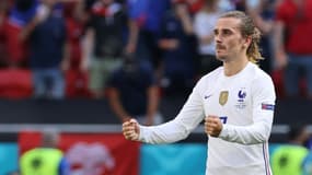 L’attaquant français Antoine Griezmann, après avoir égalisé (1-1) face à la Hongrie, lors de la 2e journée du groupe F à l'Euro 2020, le 19 juin 2021 à Budapest 