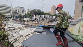 Les dégâts causés par le typhon Yagi à Haikou, sur l'île chinoise d'Hainan, le 7 septembre 2024