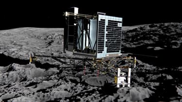 Une simulation de l'ancrage de Philae sur la comète Tchouri, en janvier 2014.