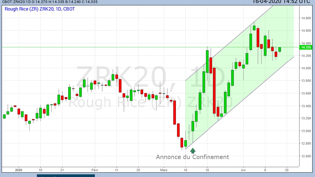 Le cours du riz depuis le 1er janvier 2020 (Agritectrade) Le cours du riz depuis le 1er janvier 2020 (Agritectrade)