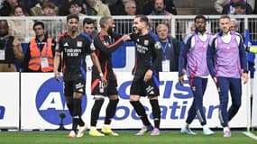 La joie des Lyonnais lors de la victoire face à Auxerre, le 13 avril 2025.