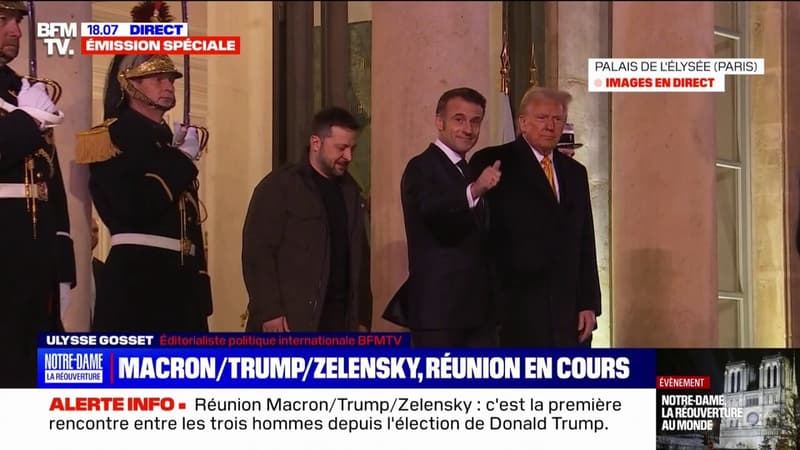 Donald Trump et Volodymyr Zelensky quittent le palais de l'Élysée, après la rencontre trilatérale avec Emmanuel Macron