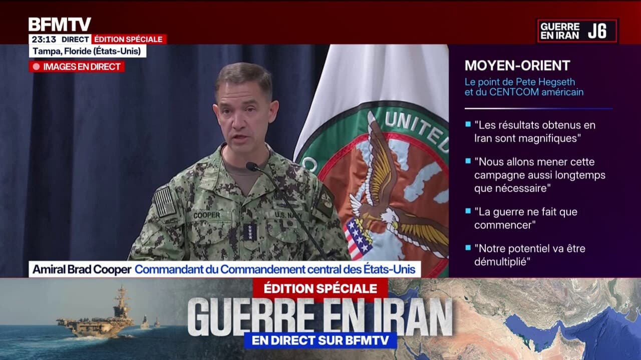 Conflit au Moyen-Orient: "Ces dernières 72h, nous avons visé 200 cibles en Iran et à Téhéran", assure l'amiral Brad Cooper, commandant du Commandement central américain Kép