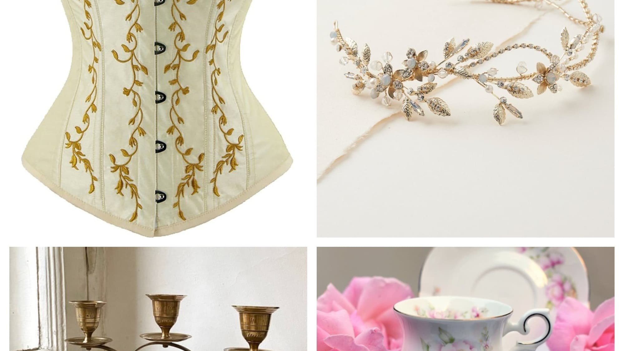 Des objets au style "regencycore" vendus sur le site Etsy