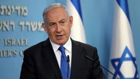 Le Premier ministre Benjamin Netanyahu lors d'une conférence de presse à Jérusalem, le 13 août 2020 sur l'accord de paix entre Israel et les EAU