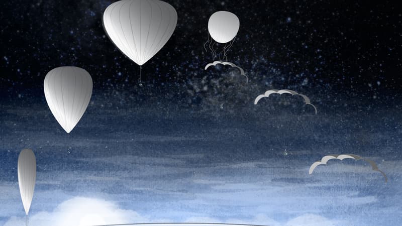 Le ballon stratosphérique de Bloon, qui monte à 30 kilomètres du sol, la où l'on voit la terre s'arrondir et le ciel virer au noir violacé. 