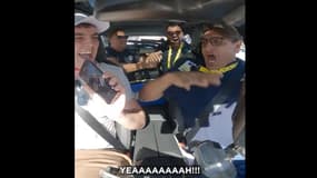 L'explosion de joie dans la voiture Soudal-Quick Step lors de la victoire de Valentin Paret-Peintre au Mont Ventoux sur la 16e étape du Tour de France, le 22 juillet 2025