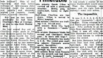 Un compte-rendu du match historique Charlton-Huddersfield en décembre 1957 Un compte-rendu du match historique Charlton-Huddersfield en décembre 1957