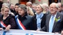 Marion Maréchal-Le Pen, Gilbert Collard, Marine et Jean-Marie Le Pen, au temps de l'union, avant que la famille ne se déchire (photo prise en mai 2013, à Paris).
