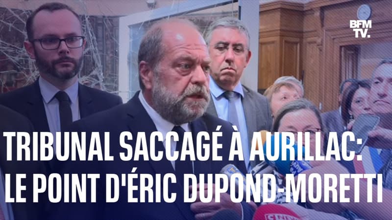 Le ministre de la Justice, Éric Dupond-Moretti, a visité le tribunal saccagé d'Aurillac et fait le point sur la situation