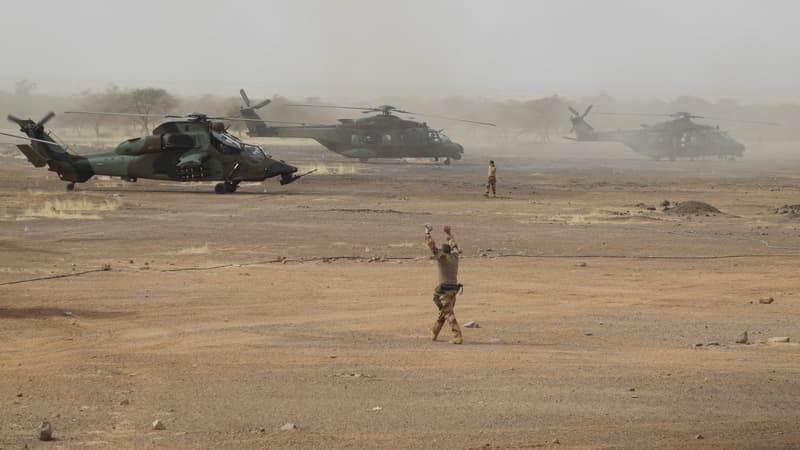 Hélicoptères Tigre et soldats de la force Barkhane au Mali le 27 mars 2019 - ILLUSTRATION