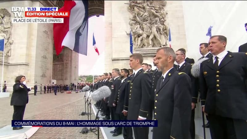 Commémorations du 8-Mai: la Marseillaise et le Chant des partisans en hommage au soldat inconnu