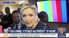 Audtion de Collomb: "Il n'a rien vu, il n'est au courant de rien car tout cela relève du cabinet du président de la République", estime Marine Le Pen