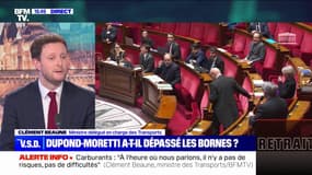 "Ces gestes sont dangereux pour la démocratie": Clément Beaune réagit aux bras d'honneur d'Éric Dupond-Moretti à l'Assemblée nationale