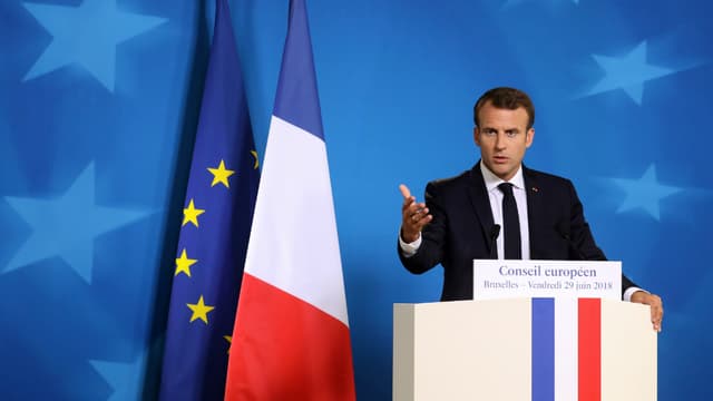 Emmanuel Macron au Conseil européen à Bruxelles le 29 juin 2018.