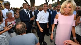 Emmanuel et Brigitte Macron le 17 août 2018 à Bormes-les-Mimosas