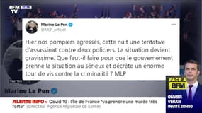 Policiers agressés dans le Val-d'Oise: Marine Le Pen réagit sur Twitter