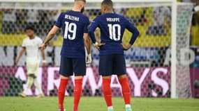 Karim Benzema et Kylian Mbappé pendant le match France-Allemagne de l'Euro le 15 juin 2021 à Munich
