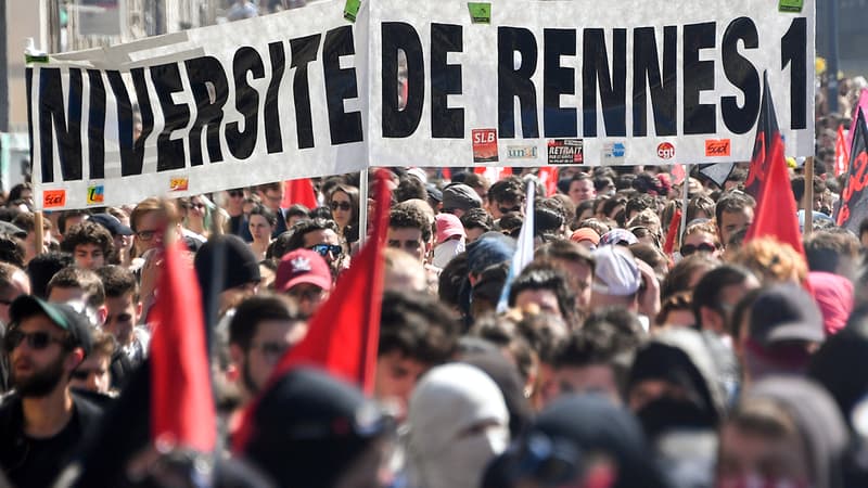 Manifestation des étudiants de l'université de Rennes 1 le 19 avril 2018.