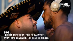 Boxe: Joshua toise Ruiz lors de la pesée, avant une revanche qui sent le soufre
