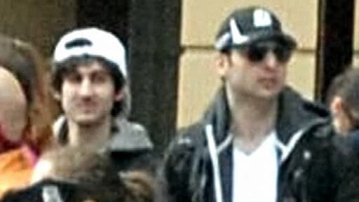 Les frères Tsarnaev, sur les lieux de l'attentat, photographiés le 14 avril.
