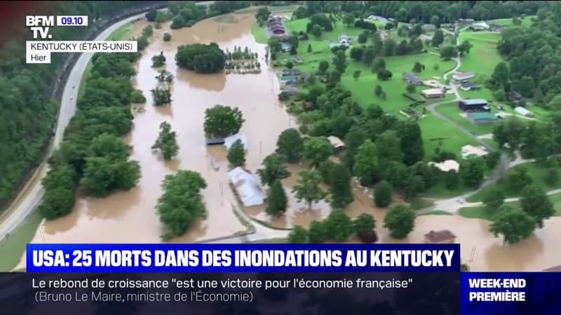 Les images des pires inondations de l'histoire du Kentucky, qui ont fait au moins 25 morts