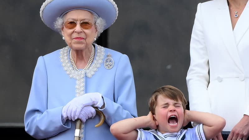 La reine et le prince Louis lors du jubilé le 2 juin 2022.