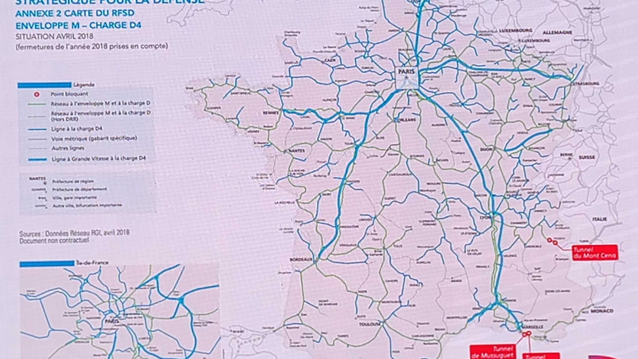 Carte du réseau ferré stratégique pour la défense