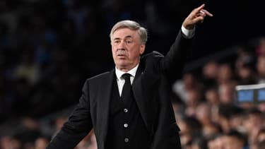 Carlo Ancelotti lors de Celta-Real en Liga, le 25 août 2023