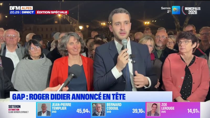 Élie Cordier, candidat Union de la gauche à Gap (Hautes-Alpes), s'exprime sur BFM DICI alors que Roger Didier, le candidat DVD, est annoncé en tête de l'élection à l'issue du second tour du scrutin