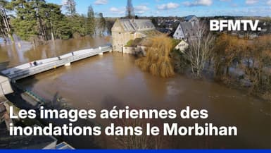 Bretagne: les images aériennes des inondations dans le Morbihan 