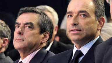 Jean-François Copé et François Fillon à Marcq-en-Baroeul (Nord) le 27 septembre 2012.
